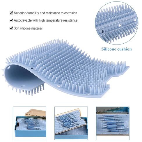 REEHUT Double Layer Autoclavable Instruments Storage Box Instruments Sterilization Tray Case with Silicone Mat in Kuwait