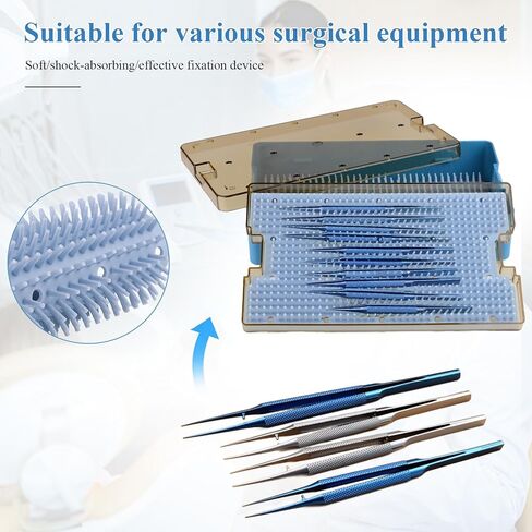 REEHUT Double Layer Autoclavable Instruments Storage Box Instruments Sterilization Tray Case with Silicone Mat in Kuwait