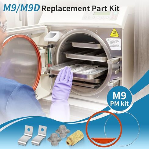 M9 M9D Door Gasket Kit for Midmark Ritter M9 PM Kit Include Door & Dam Gasket(#002-0361-01), Gasket Ring(#057-0790-01), with Replacement Part Door Spring, Mesh Chamber Filter, Sintered Bronze Filter in Kuwait