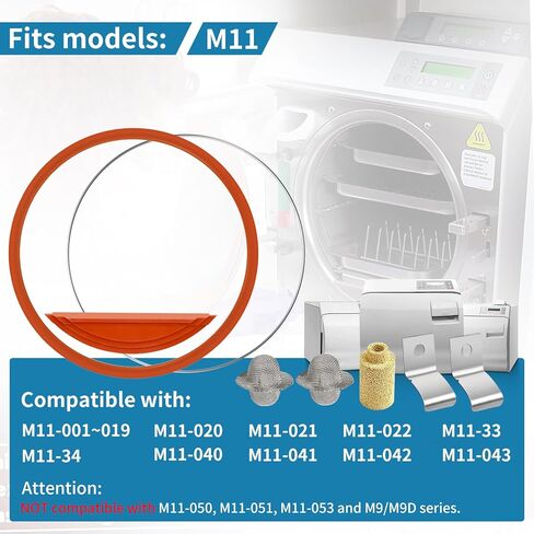 M11 Door Gasket Kit for Midmark Ritter M11 PM Kit Include Door & Dam Gasket(#002-0504-00), Gasket Ring(#057-0790-00), with Replacement Part Door Spring, Chamber Filter, Sintered Bronze Filter in Kuwait