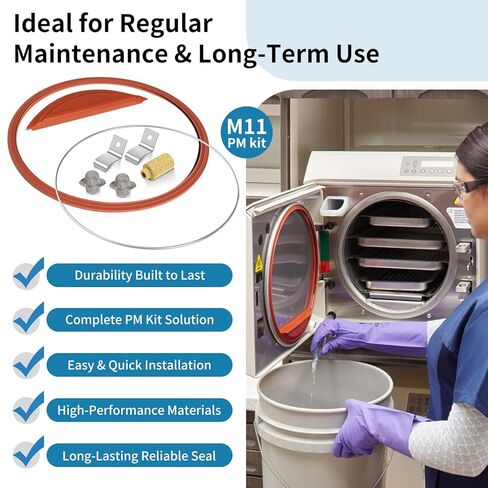 M11 Door Gasket Kit for Midmark Ritter M11 PM Kit Include Door & Dam Gasket(#002-0504-00), Gasket Ring(#057-0790-00), with Replacement Part Door Spring, Chamber Filter, Sintered Bronze Filter in Kuwait