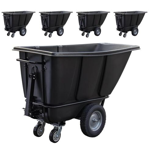 5-Pack Tilt Dump Truck, 1400 lb Capacity 1/2 Cu. Yd Heavy Duty Poly Dump Cart, 16" Wheels, Towable Linkable Utility Cart for Warehouse & Construction in Saudi Arabia
