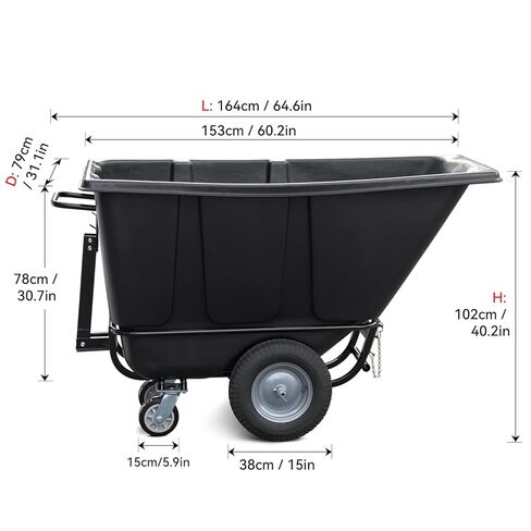 5-Pack Tilt Dump Truck, 1400 lb Capacity 1/2 Cu. Yd Heavy Duty Poly Dump Cart, 16" Wheels, Towable Linkable Utility Cart for Warehouse & Construction in Saudi Arabia