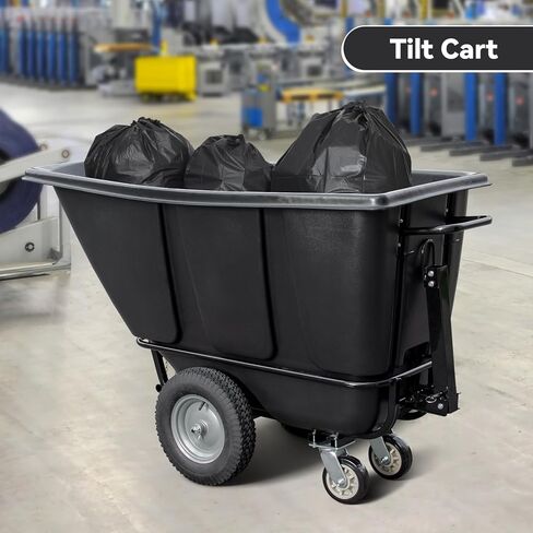 5-Pack Tilt Dump Truck, 1400 lb Capacity 1/2 Cu. Yd Heavy Duty Poly Dump Cart, 16" Wheels, Towable Linkable Utility Cart for Warehouse & Construction in Saudi Arabia