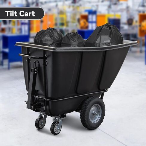 5-Pack Tilt Dump Truck, 1400 lb Capacity 1/2 Cu. Yd Heavy Duty Poly Dump Cart, 16" Wheels, Towable Linkable Utility Cart for Warehouse & Construction in Saudi Arabia