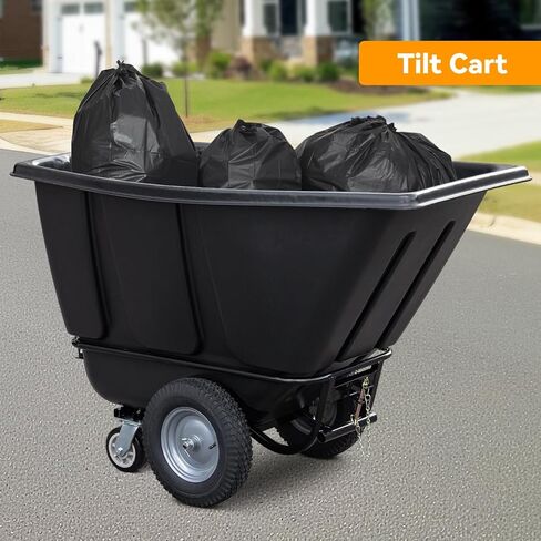 5-Pack Tilt Dump Truck, 1400 lb Capacity 1/2 Cu. Yd Heavy Duty Poly Dump Cart, 16" Wheels, Towable Linkable Utility Cart for Warehouse & Construction in Saudi Arabia