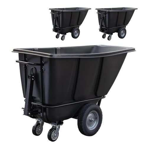 5-Pack Tilt Dump Truck, 1400 lb Capacity 1/2 Cu. Yd Heavy Duty Poly Dump Cart, 16" Wheels, Towable Linkable Utility Cart for Warehouse & Construction in Saudi Arabia