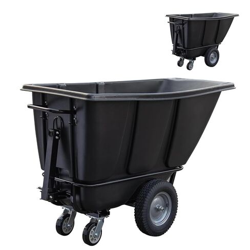5-Pack Tilt Dump Truck, 1400 lb Capacity 1/2 Cu. Yd Heavy Duty Poly Dump Cart, 16" Wheels, Towable Linkable Utility Cart for Warehouse & Construction in Saudi Arabia