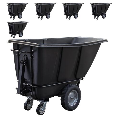 5-Pack Tilt Dump Truck, 1400 lb Capacity 1/2 Cu. Yd Heavy Duty Poly Dump Cart, 16" Wheels, Towable Linkable Utility Cart for Warehouse & Construction in Saudi Arabia