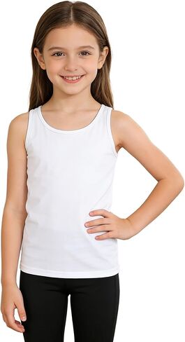 Girls Tank Tops Racerback Cami Undershirts Kids Sleeveless Cotton Athletic Dance Top Shirts 5-12 Years in Saudi Arabia