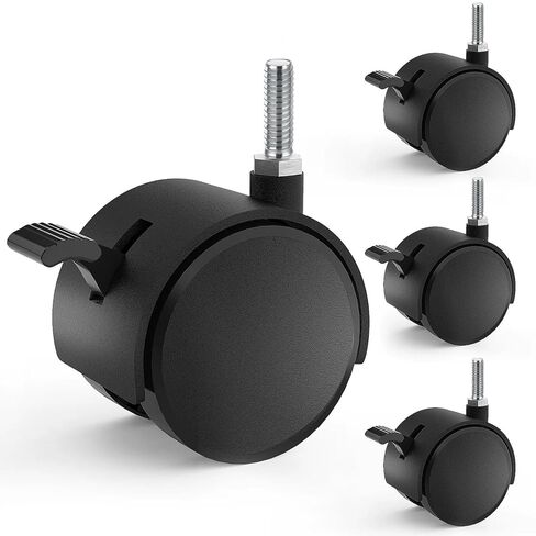 2" Nylon Plastic Stem Casters with Brake, 5/16"-18 Threaded Stem Furniture Wheel, Replacement Swivel Castors for Cart, Small Table, Metal Shelf, Bird Cage, 4 Pcs in Saudi Arabia