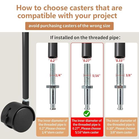 2" Nylon Plastic Stem Casters with Brake, 5/16"-18 Threaded Stem Furniture Wheel, Replacement Swivel Castors for Cart, Small Table, Metal Shelf, Bird Cage, 4 Pcs in Saudi Arabia