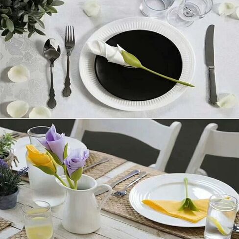 10/20/30 Pcs Rose Napkin Rings, ABS Plastic Origami Flower Napkin Holders, Green Romantic Table Decor for Wedding, Party, Dinner & Banquet Table Settings in Saudi Arabia