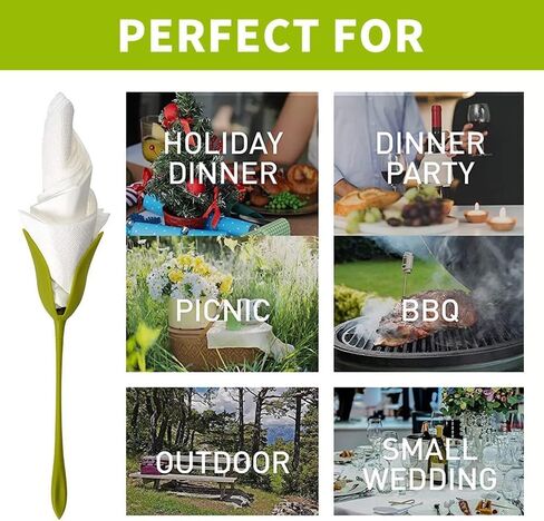 10/20/30 Pcs Rose Napkin Rings, ABS Plastic Origami Flower Napkin Holders, Green Romantic Table Decor for Wedding, Party, Dinner & Banquet Table Settings in Saudi Arabia