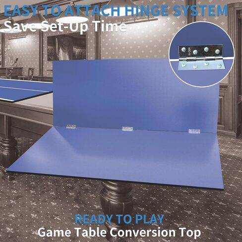 قمة تحويل بينج بونج متوسطة الحجم بطول 8/9 أقدام مع مجموعة شبكية لطاولات البلياردو وطاولات البلياردو - الجزء العلوي التنظيمي يحول البلياردو إلى طاولة بينج بونج أزرق/أخضر/أسود (أزرق، 8 أقدام) in Kuwait