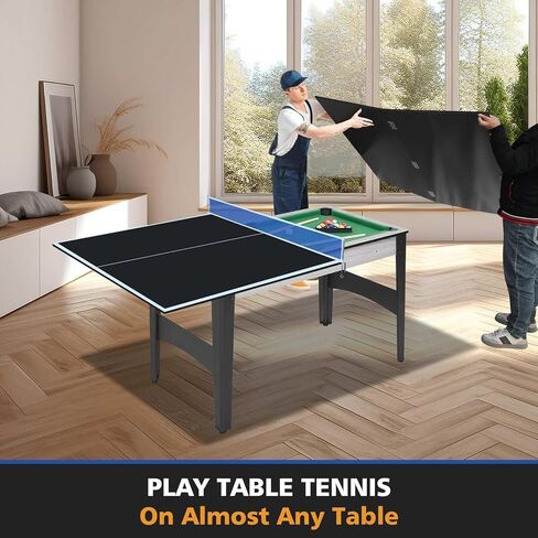 طاولة تنس قابلة للطي مقاس 71 بوصة مع شبكة - سطح طاولة MDF Ping Pong مقاس 12 مم مع تصميم مُجمَّع مسبقًا - طاولة ألعاب داخلية محمولة مع وسادات إسفنجية EVA in Kuwait