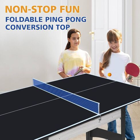طاولة تنس قابلة للطي مقاس 71 بوصة مع شبكة - سطح طاولة MDF Ping Pong مقاس 12 مم مع تصميم مُجمَّع مسبقًا - طاولة ألعاب داخلية محمولة مع وسادات إسفنجية EVA in Kuwait