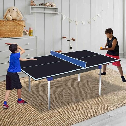 طاولة تنس قابلة للطي مقاس 71 بوصة مع شبكة - سطح طاولة MDF Ping Pong مقاس 12 مم مع تصميم مُجمَّع مسبقًا - طاولة ألعاب داخلية محمولة مع وسادات إسفنجية EVA in Kuwait