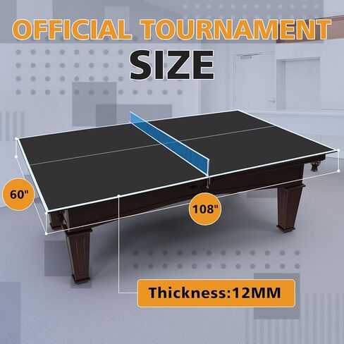 IUNNDS Table Tennis Top for Pool Table, 6ft/7ft/8ft/8ft/8.5ft/9ft Foldable Table Tennis Table for Pool Table, Table Tennis Conversion Top with Net (Blue, 9x5ft,8ft Billiard Table) in Saudi Arabia