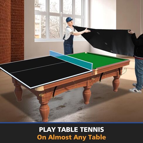 IUNNDS Table Tennis Top for Pool Table, 6ft/7ft/8ft/8ft/8.5ft/9ft Foldable Table Tennis Table for Pool Table, Table Tennis Conversion Top with Net (Blue, 9x5ft,8ft Billiard Table) in Saudi Arabia