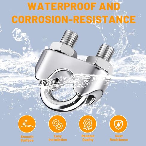 20Pcs 1/8 inch Stainless Steel Wire Rope Cable Clamp,M3 Wire Rope Clips U Bolt Saddle Fastener in Saudi Arabia