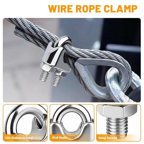 20Pcs 1/8 inch Stainless Steel Wire Rope Cable Clamp,M3 Wire Rope Clips U Bolt Saddle Fastener in Saudi Arabia