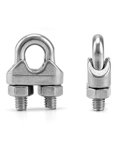 QWORK 1/4" Wire Rope Clamp Clip M6, 50 Pack Large U Bolt Saddle Guy Fastener, 304 Stainless Steel Fastener Cable Clamps, Connect 2 Layers of Wire to Form a Loop in Kuwait