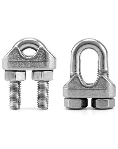 QWORK 1/4" Wire Rope Clamp Clip M6, 50 Pack Large U Bolt Saddle Guy Fastener, 304 Stainless Steel Fastener Cable Clamps, Connect 2 Layers of Wire to Form a Loop in Kuwait