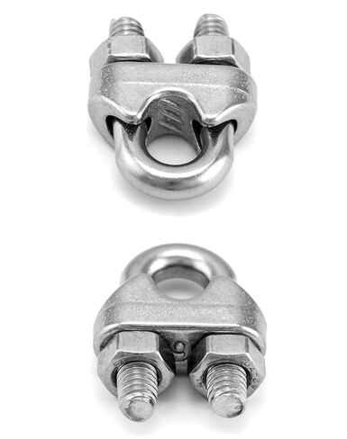 QWORK 1/4" Wire Rope Clamp Clip M6, 50 Pack Large U Bolt Saddle Guy Fastener, 304 Stainless Steel Fastener Cable Clamps, Connect 2 Layers of Wire to Form a Loop in Kuwait