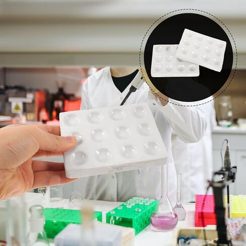 Luxshiny لوحة التفاعل السيراميك 2 قطعة 12 حفرة لوحة بقعة الخزف للاختبار الكيميائي التجربة العلمية استخدام المختبر in Kuwait