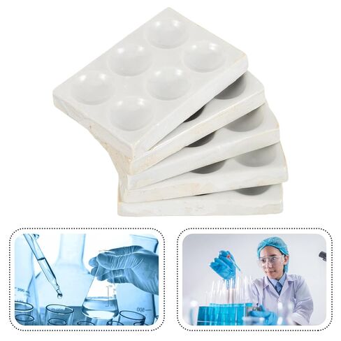 5Pcs Porcelain Ceramic Spot Reaction Plate 6-Hole Chemical Testing Reaction Plate for Laboratory Scientific Experiment Use White and Black in Saudi Arabia
