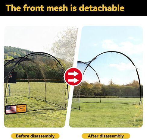 أقفاص الضرب للفناء الخلفي، قفص بيسبول بطول 22 قدمًا مع شبكة متينة قفص الضرب في الفناء الخلفي لتدريب البيسبول، حقيبة يد مجانية من البوليستر مكونة من 4 طبقات in Kuwait