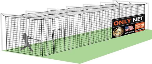 ORIENGEAR Baseball Batting Cage Nets, ONLY NET, 70'L/55'L/35'L/20'L Baseball and Softball Cage Netting, 1.88" #45 Mesh, Professional Fully Enclosed PE Hitting Cage Net with Door, Without Poles in Kuwait