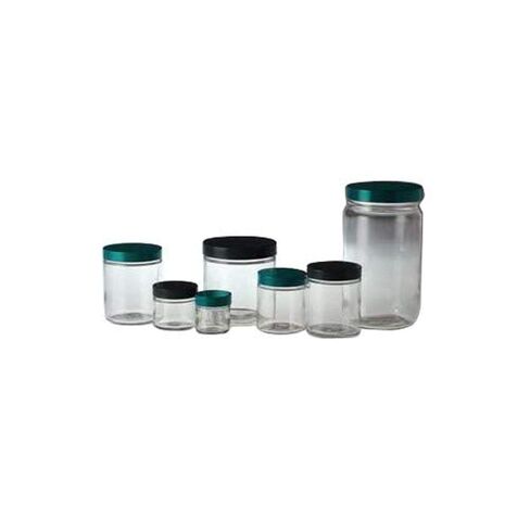 Qorpak GLC-01658 Clear Tall Straight Sided Jar with 58-400 Green Thermoset F217 and PTFE Lined Cap, 8 oz (Pack of 24) in Kuwait