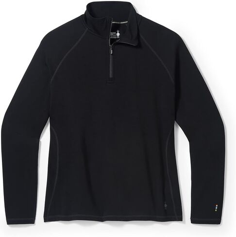 طبقة أساسية من صوف المارينو الحراري الكلاسيكي للسيدات من Smartwool - سحاب ربع (مقاس نحيف)، منقط فحمي، 1X in Kuwait