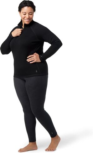 طبقة أساسية من صوف المارينو الحراري الكلاسيكي للسيدات من Smartwool - سحاب ربع (مقاس نحيف)، منقط فحمي، 1X in Kuwait