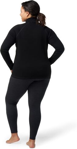 طبقة أساسية من صوف المارينو الحراري الكلاسيكي للسيدات من Smartwool - سحاب ربع (مقاس نحيف)، منقط فحمي، 1X in Kuwait