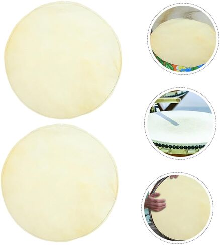 Garneck 2pcs African Drum Heads Diameter Leather Drum Skin Easy to Install Percussion Replacement for Enhanced Bass and Overtone for Musicians in Saudi Arabia