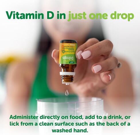 Ddrops Vegan 1000 IU 180 Drops - Daily Vitamin D Liquid - Supports Bone Health & Immune System. No Large Capsules, No Preservatives, Non-GMO, Allergy-Friendly in Kuwait