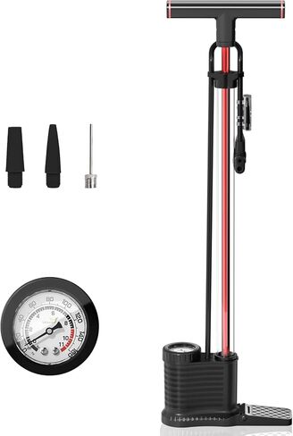 مضخة دراجة مع أسطوانة شفافة ومقياس دقيق، مضخة إطارات دراجة 160 رطل لكل بوصة مربعة لصمامات بريستا وشرايدر - مضخة أرضية دراجة سريعة وسهلة للسيارة والدراجة والدراجة الإلكترونية والكرة والبالون in Kuwait