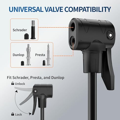 مضخة دراجة مع أسطوانة شفافة ومقياس دقيق، مضخة إطارات دراجة 160 رطل لكل بوصة مربعة لصمامات بريستا وشرايدر - مضخة أرضية دراجة سريعة وسهلة للسيارة والدراجة والدراجة الإلكترونية والكرة والبالون in Kuwait