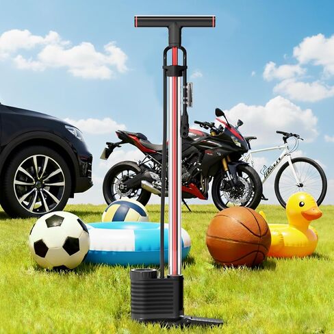 مضخة دراجة مع أسطوانة شفافة ومقياس دقيق، مضخة إطارات دراجة 160 رطل لكل بوصة مربعة لصمامات بريستا وشرايدر - مضخة أرضية دراجة سريعة وسهلة للسيارة والدراجة والدراجة الإلكترونية والكرة والبالون in Kuwait