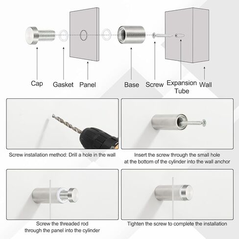 PATIKIL 1/2x1.6" Standoff Screws, 8 Pack Stainless Steel Stand Off Wall Mounts Wall Sign Mounting Hardware Advertising Standoff Nail for Hanging Acrylic Signs Picture Frame, Silver in Saudi Arabia