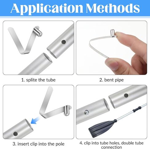 8 Pcs Kayak Paddle Spring Snap Clips, Stainless Steel Push Button Spring Clips Tent Pole Clip Tube Locking Tube Pin Clip for Camping Kayak Paddle Tent Pole in Saudi Arabia