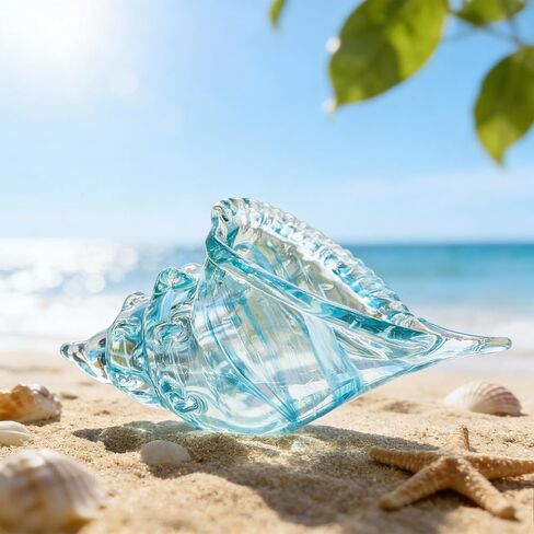 QFkris Hand Blown Glass Conch Seashell Figurine Home Decor Art Glass Sculpture of Conch in Kuwait