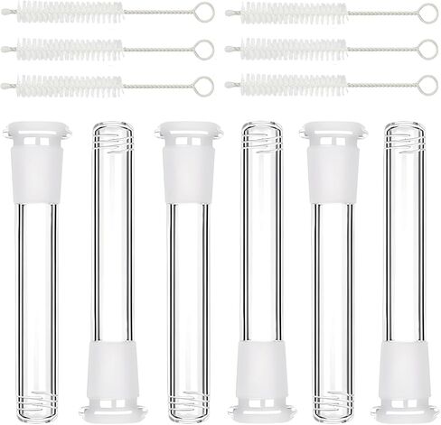 14mm Downstem Glass Tube - 100mm/3.94in Crystal Clear Borosilicate, Includes 6 Cleaning Brushes in Saudi Arabia