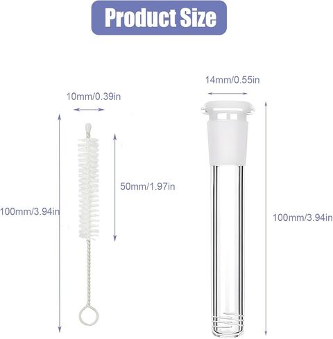 14mm Downstem Glass Tube - 100mm/3.94in Crystal Clear Borosilicate, Includes 6 Cleaning Brushes in Saudi Arabia
