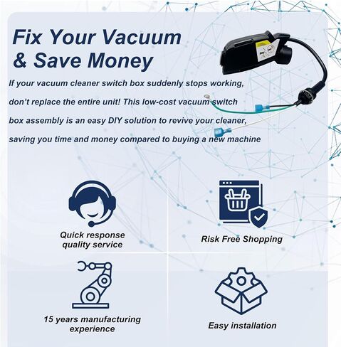 836225 صندوق تبديل المكنسة الكهربائية لأجزاء المكنسة الكهربائية Proteam Super Coach Pro 10 & Super Coach Pro 6، مفتاح طاقة المكنسة الكهربائية على الظهر، صندوق التبديل الكامل لقطعة استبدال التجميع in Kuwait