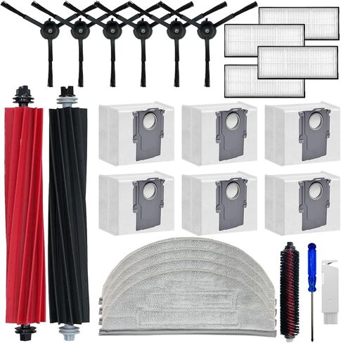 Replacement Parts Compatible with Roborock S8 Pro Ultra Robotic Vacuum Cleaners Accessories Kits, 2 Main Brush, 1 Rolling Brush, 4 HEPA Filters, 4 Side Brushes, 4 Mop Pads, 6 Dust Bags in Kuwait