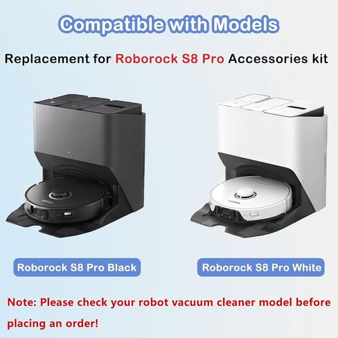 Replacement Parts Compatible with Roborock S8 Pro Ultra Robotic Vacuum Cleaners Accessories Kits, 2 Main Brush, 1 Rolling Brush, 4 HEPA Filters, 4 Side Brushes, 4 Mop Pads, 6 Dust Bags in Kuwait